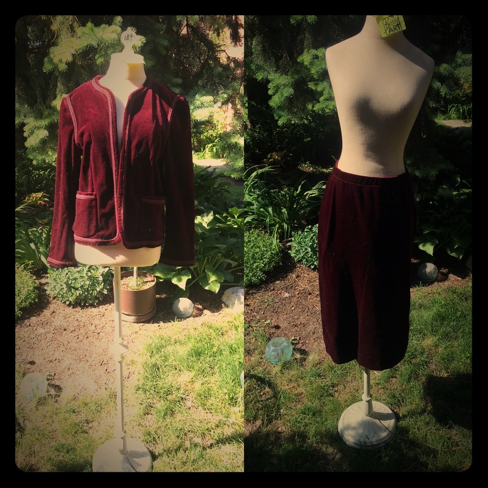 Maroon velvet jacket + jacket set